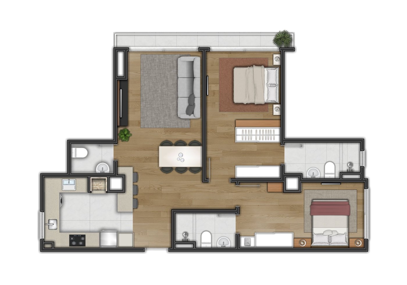 Apartamento de 2 quartos com suíte em Pré Lançamento, Centro, Canela.