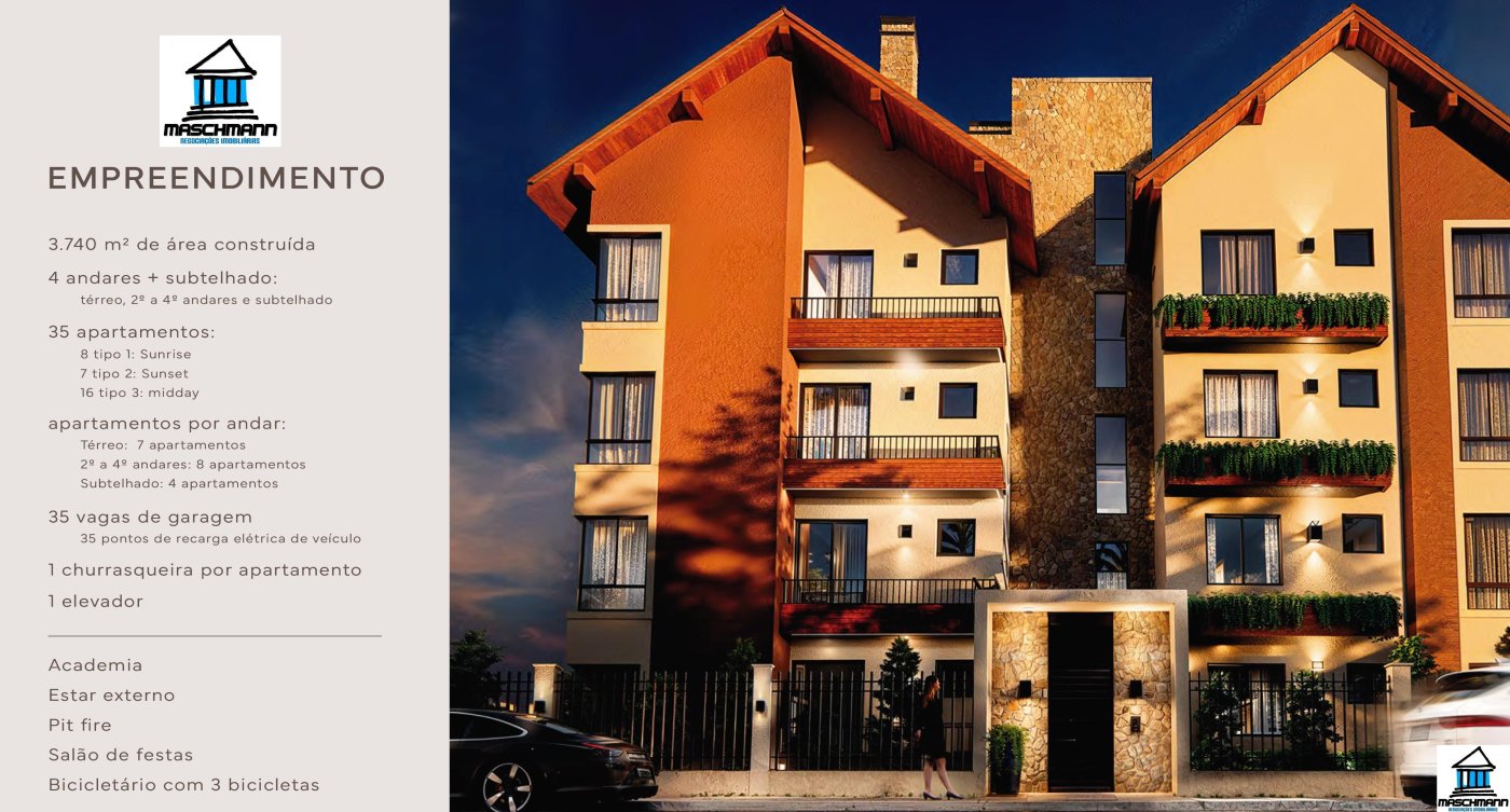 Apartamento de 2 dormirtórios com suíte em Gramado, indicado para investidores!